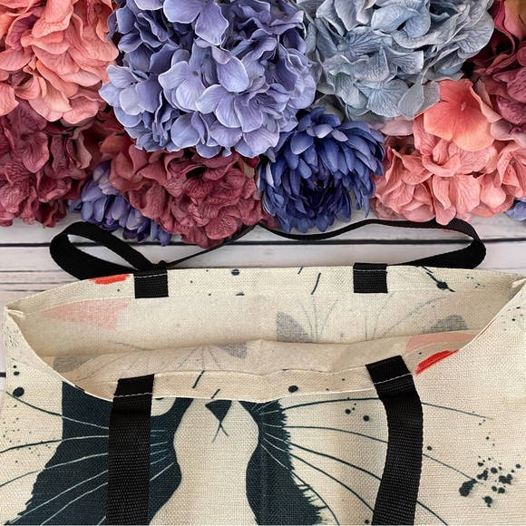 Eco-Friendly Black Cat with Heart Folding Tote Bag - Picture 9 of 12
